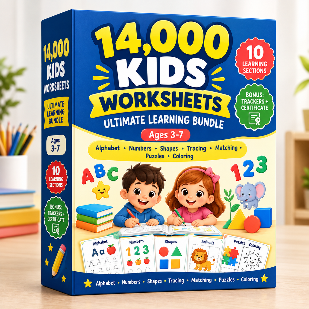 14,000 Kids Worksheets – Ultimate Learning Bundle