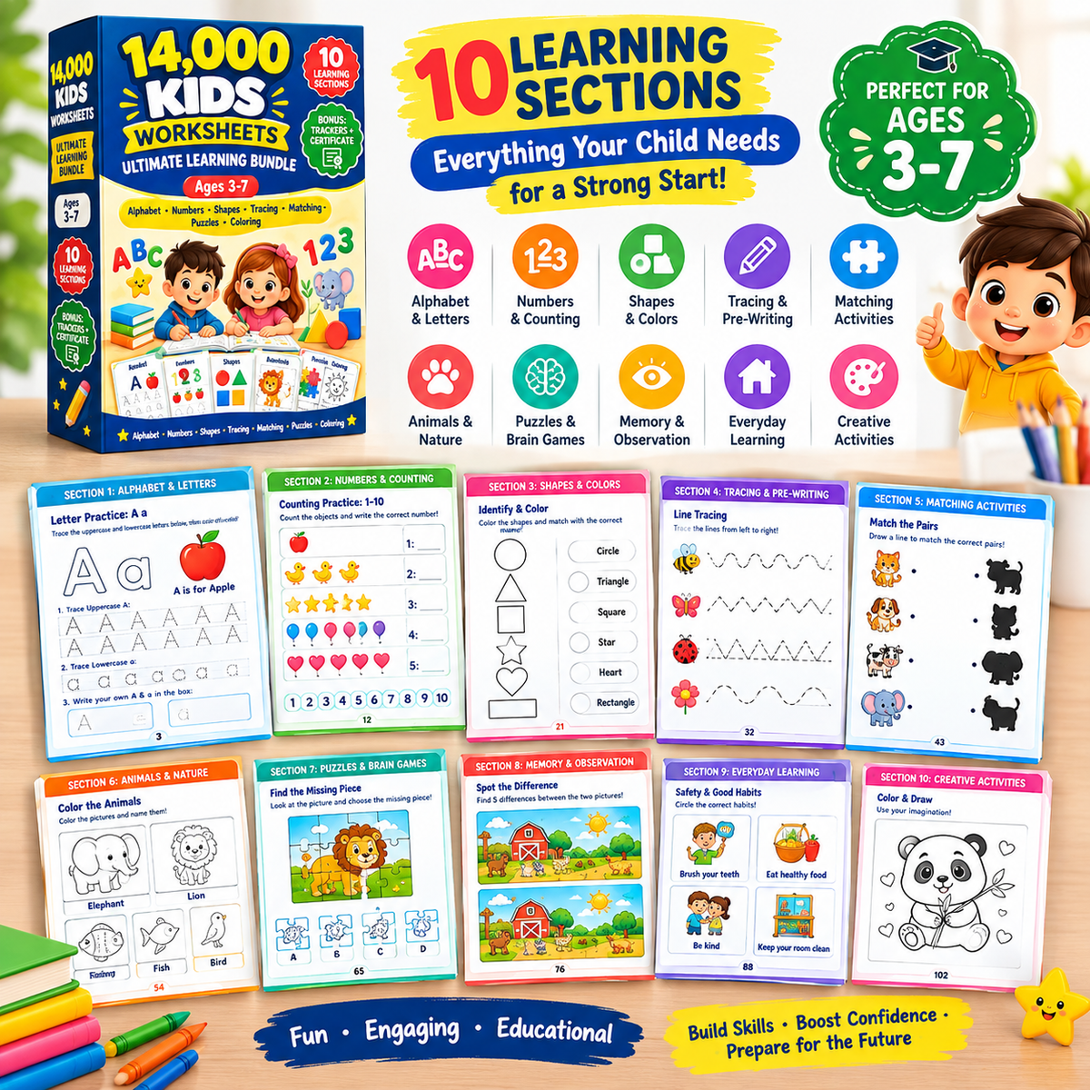 14,000 Kids Worksheets – Ultimate Learning Bundle