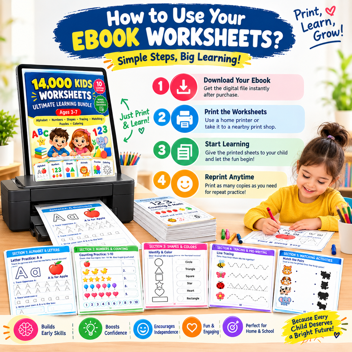 14,000 Kids Worksheets – Ultimate Learning Bundle