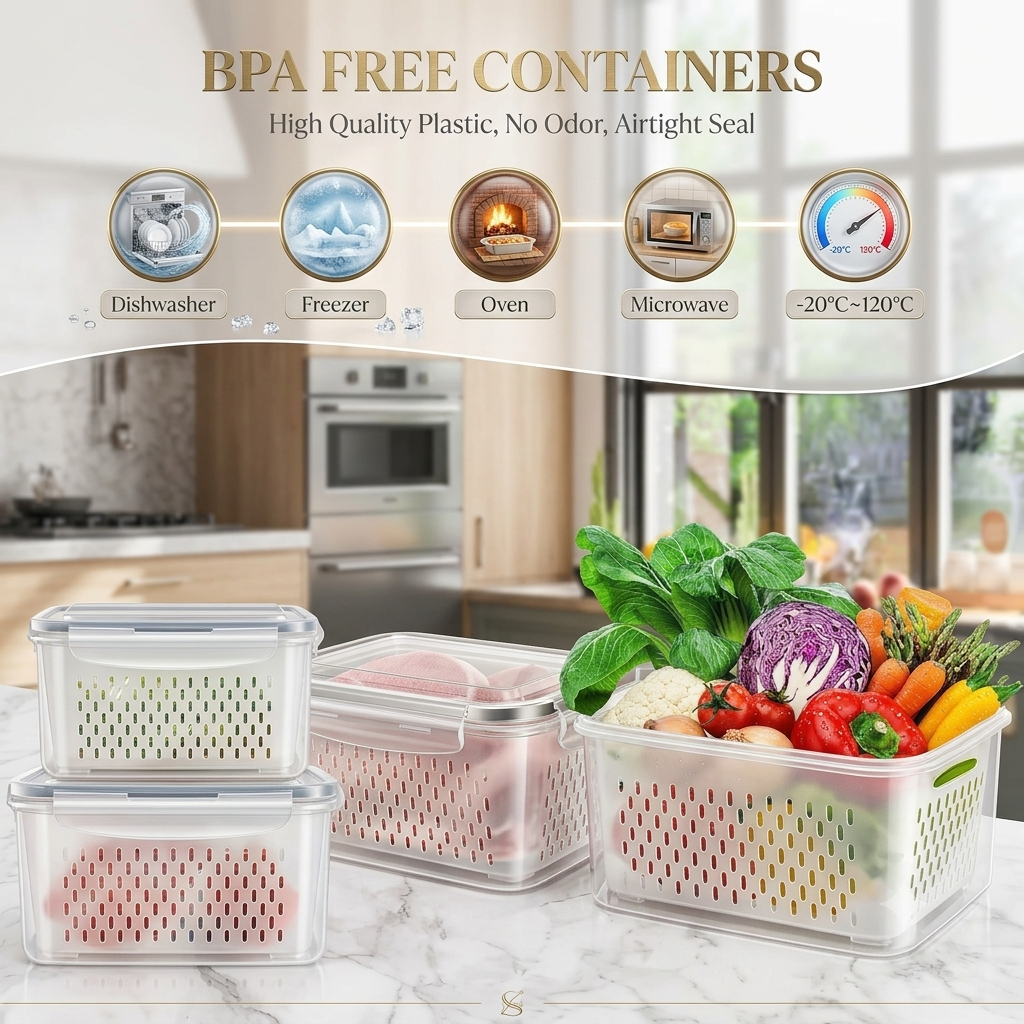 Refrigerator Storage Containers Boxes Pack 4