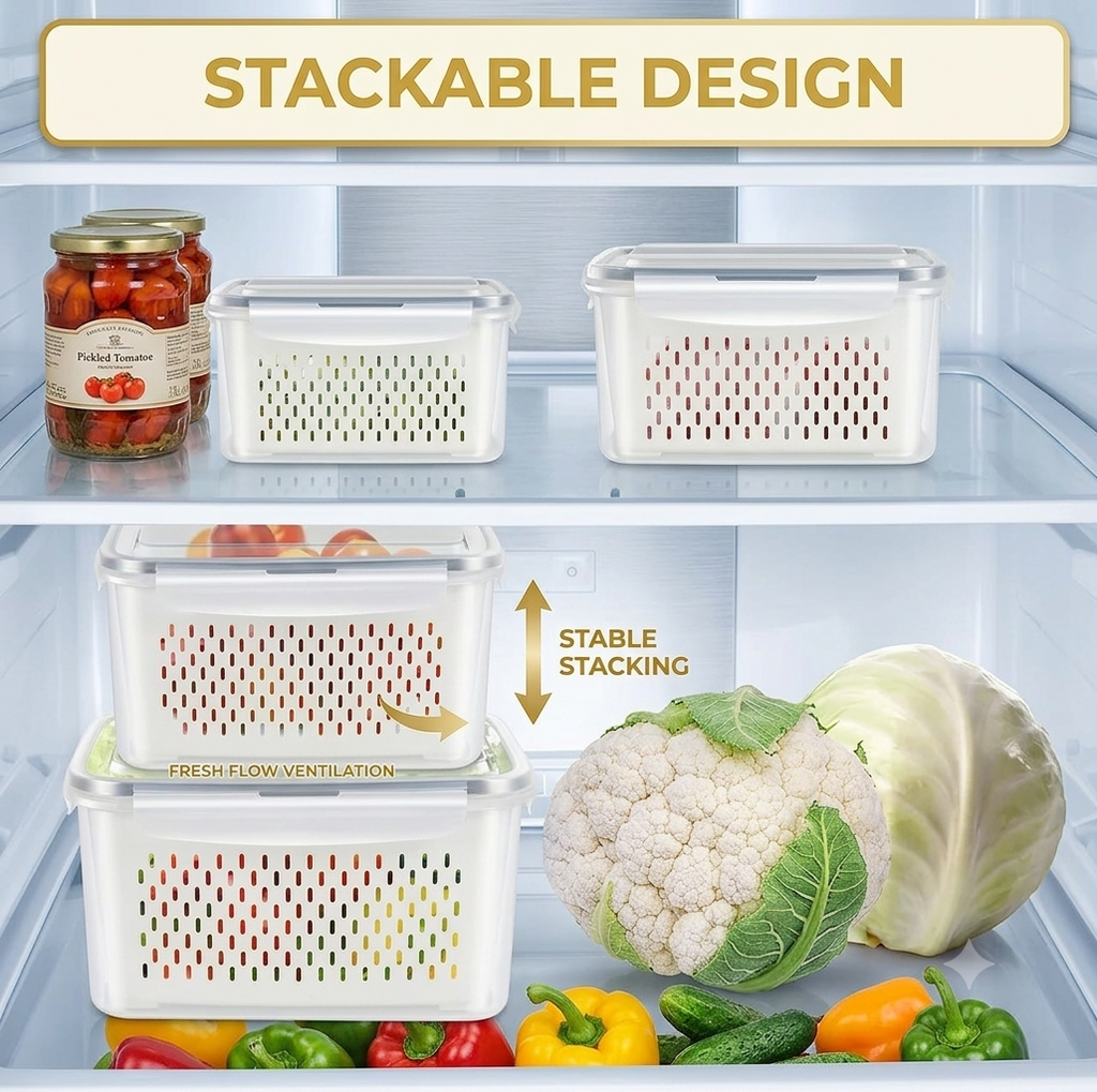 Refrigerator Storage Containers Boxes Pack 4