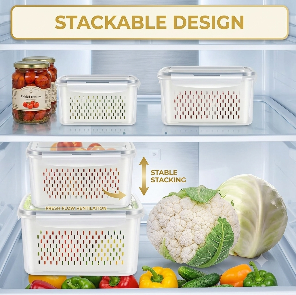 Refrigerator Storage Containers Boxes Pack 4