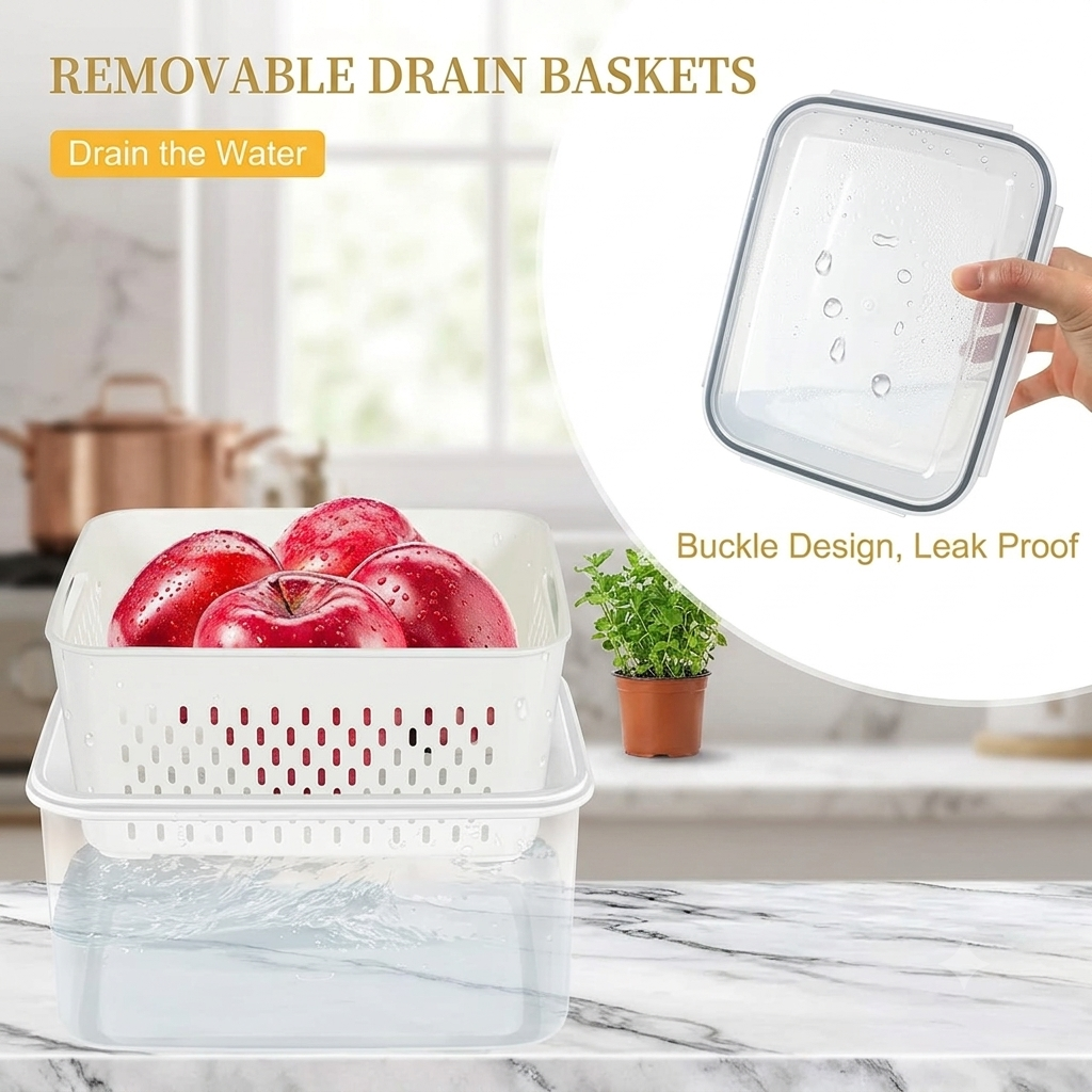 Refrigerator Storage Containers Boxes Pack 4