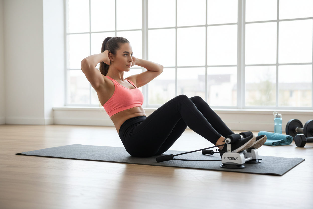 DOZERA Abs Sit-Up Assistant female model ke sathth exercise image