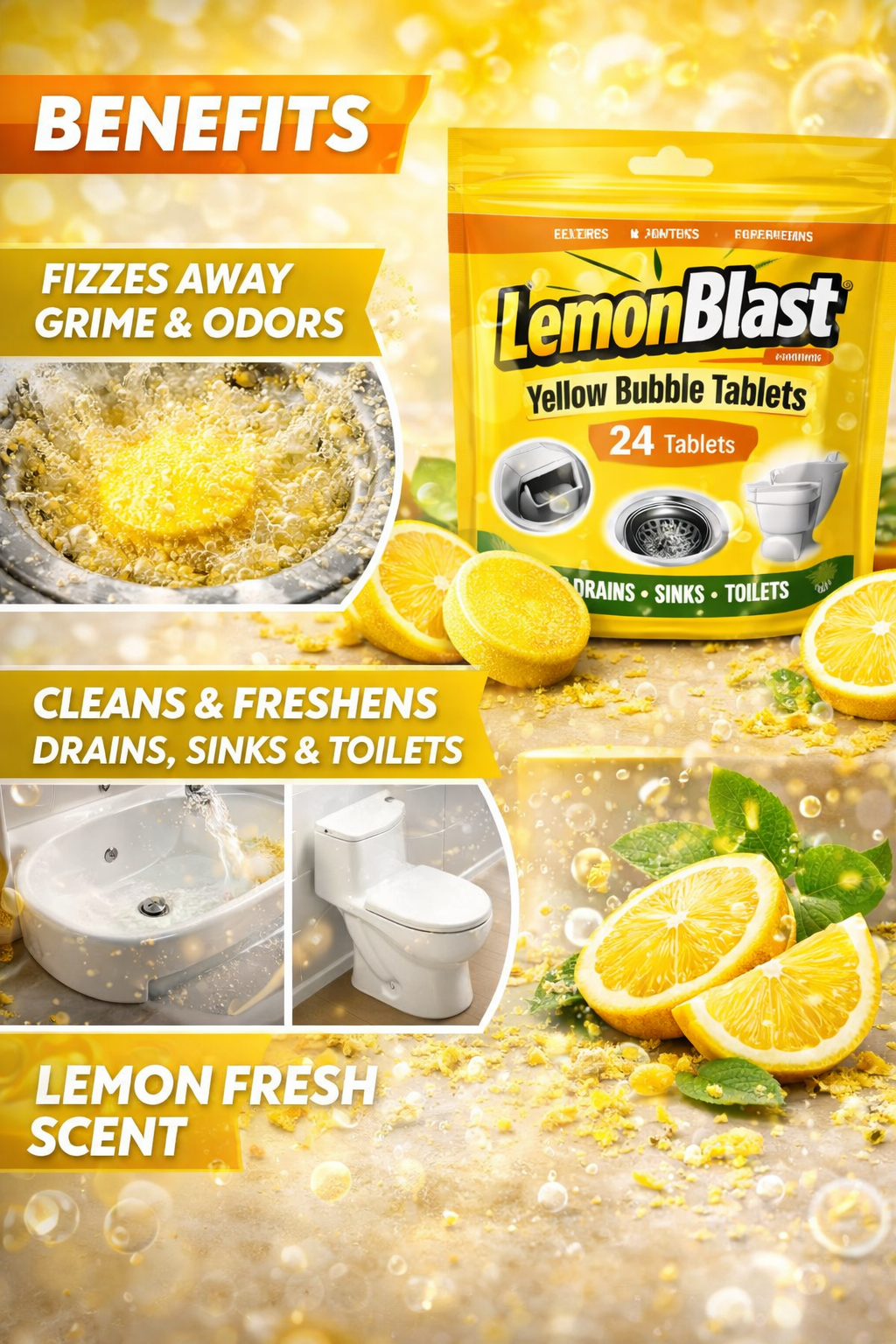 LemonBlast Yellow Bubble Tablets (24pc)